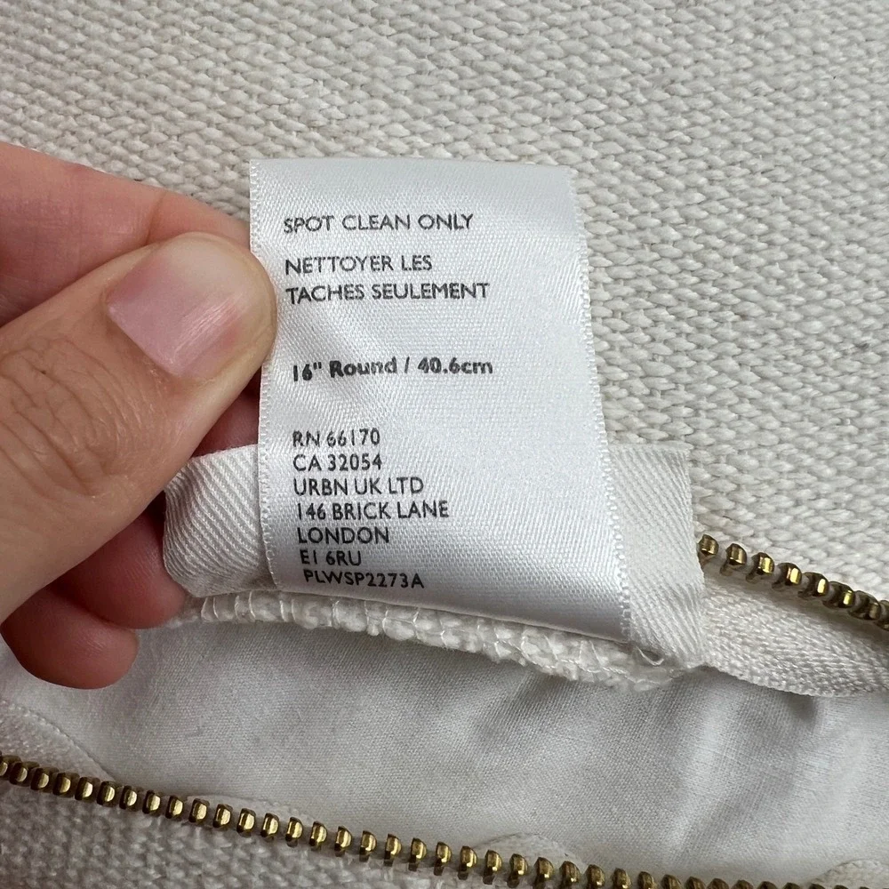 Anthropologie Hand Knit Lawrence‎ Pillow Round Chunky Knit Cotton Yellow 16